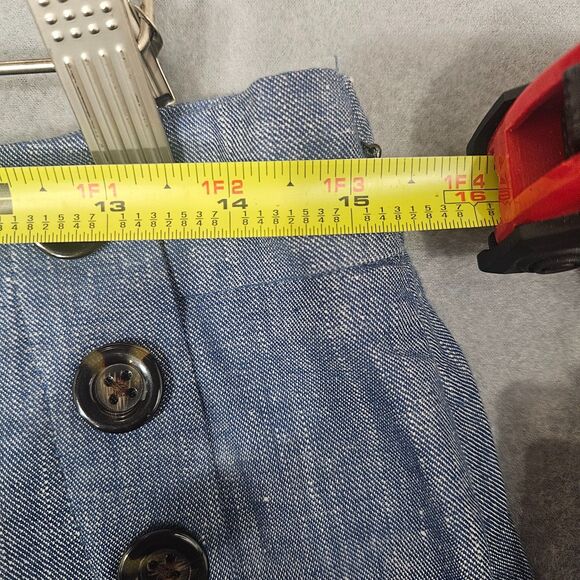 Ann Taylor Linen Blend Sailor Shorts Blue Sz 8 Side Zip Mid Rise - Picture 9 of 9